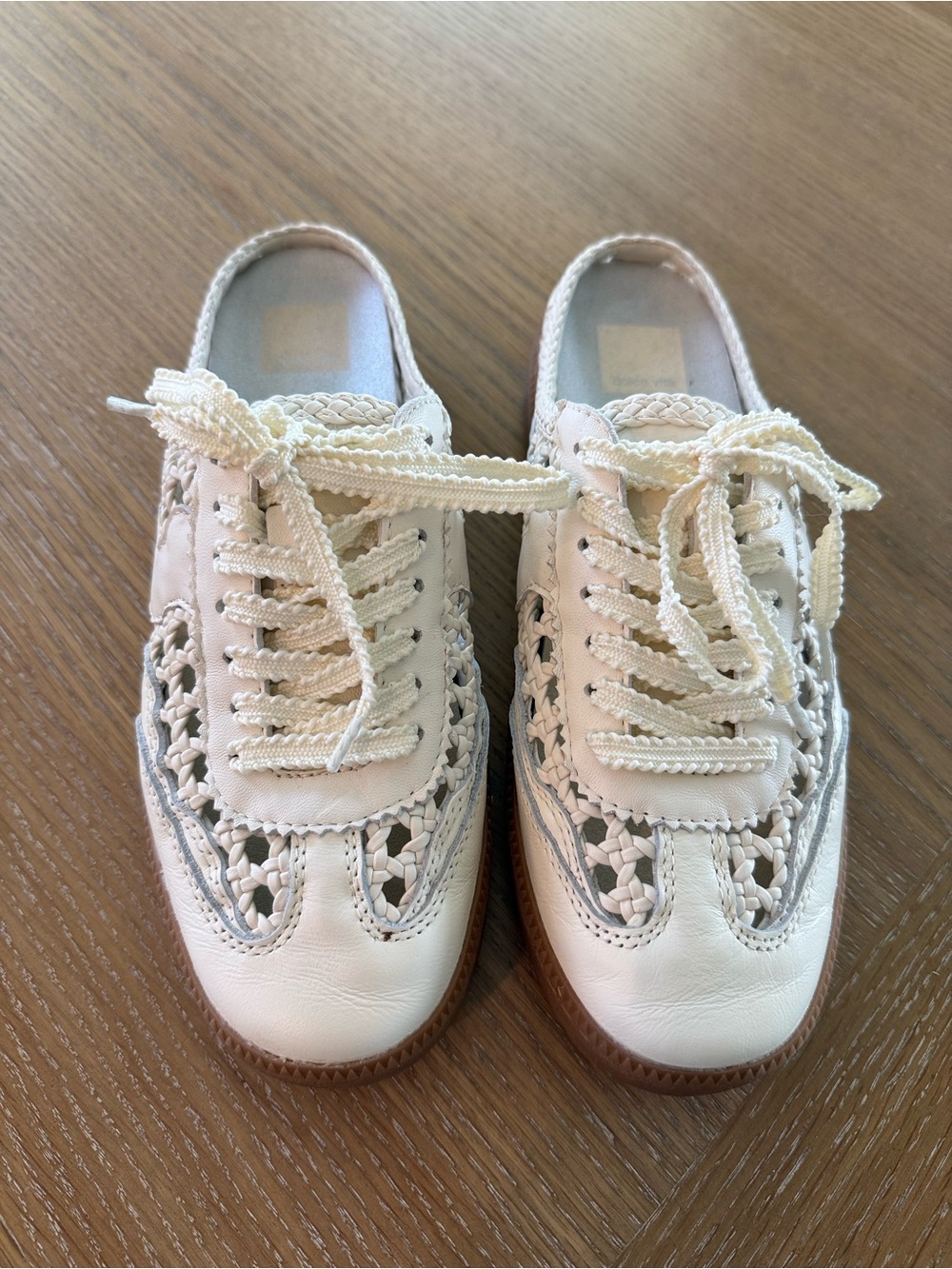 Dolce Vita Cream Woven Lace-Up Sneakers